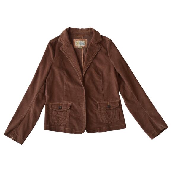 Y2K Fossil Brown Corduroy Blazer Jacket – Women’s Size Large - Picture 1 of 5
